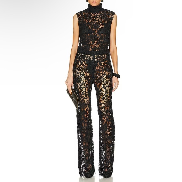 Saint Laurent Pants - NWT | Saint Laurent Straight Leg Black Lace Pants Size 38 (Medium)